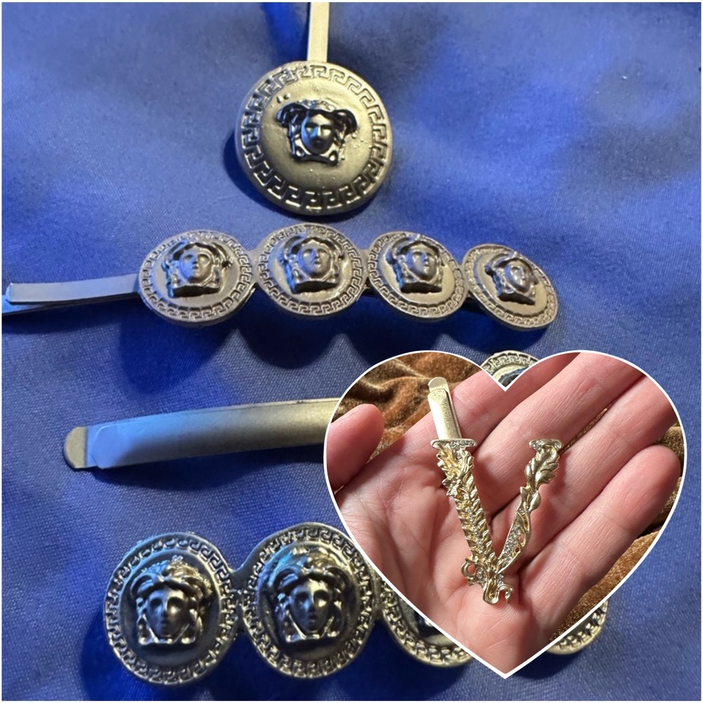 Medusa gold tone barrette set Rare!!! All 5 hair pins
